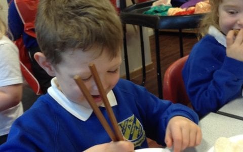 Chinese food and chopsticks for our Explorers